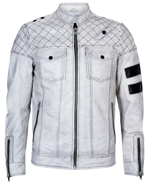 Mens Vintage Quilted Leather Racing Jacket-Cardiff
