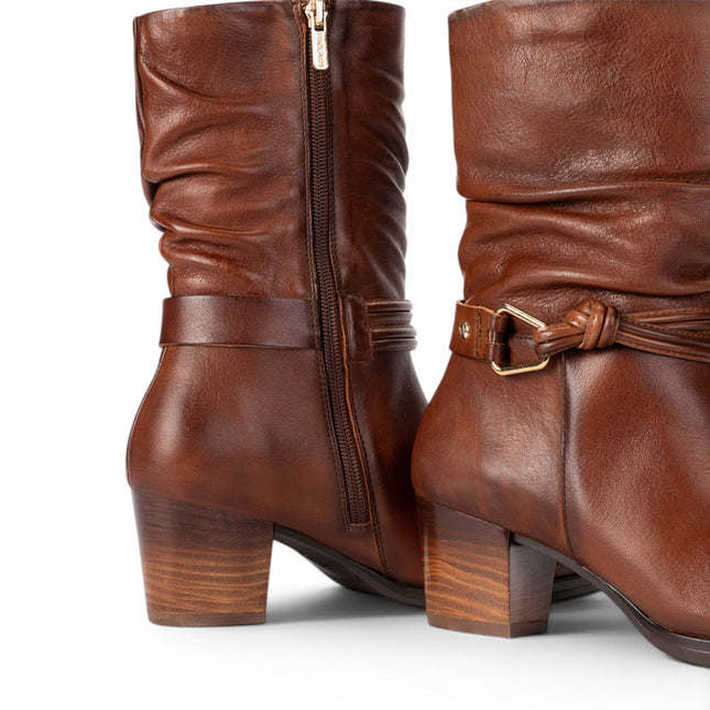 Pikolinos Women's Brown Leather Mid-Calf High Boots - Zamora