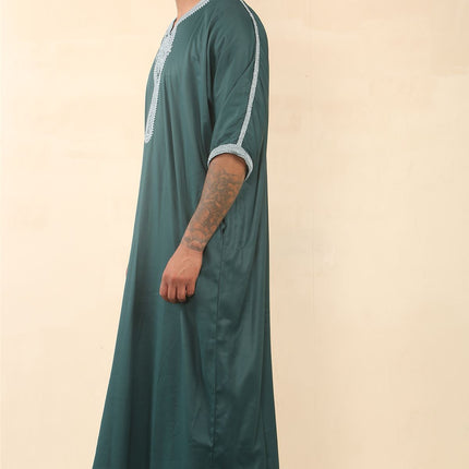 Men's Green Moroccan Thobe Jubba Robe Eid Djellaba Gandoura