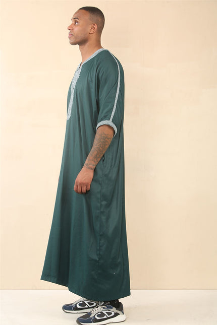 Men's Green Moroccan Thobe Jubba Robe Eid Djellaba Gandoura
