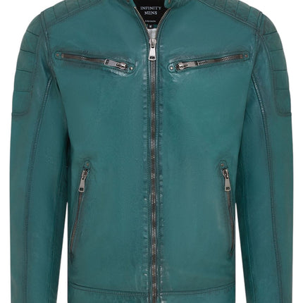 Men's Modern Classic Leather Quilted Biker Jacket - Derry