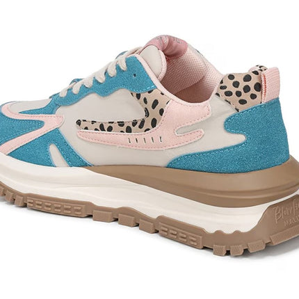 Blowfish Malibu Womens Pink Blue Retro Lace-Up Sneakers -Leo