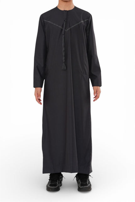 Kids Boys Ramadan Eid Charcoal Grey Moroccan Jubba Robe Djellaba Thobe - K-TT008