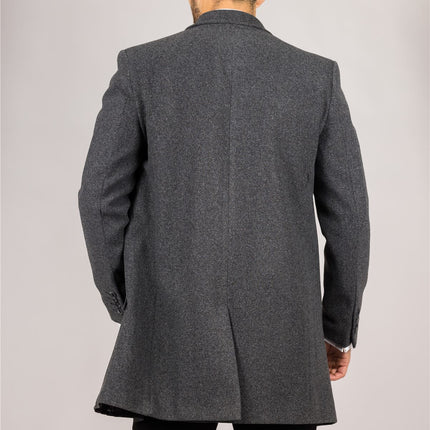 Men's Wool Blend Classic Collar Grey Overcoat