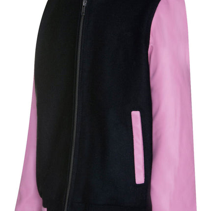 Kids Varsity Bomber Jacket with Real Leather Sleeves
