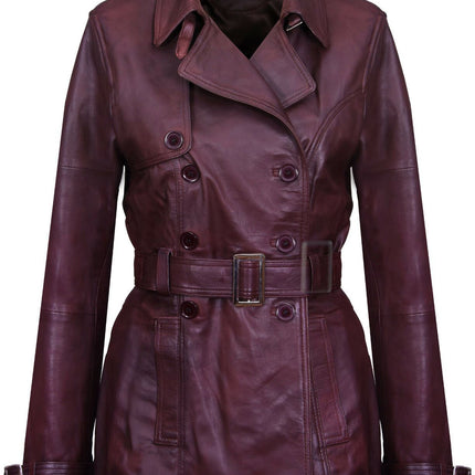 Womens Nappa Leather Trench Coat-Mosul