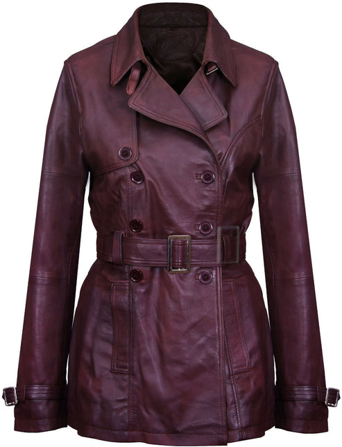Womens Nappa Leather Trench Coat-Mosul