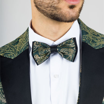 Men's 4 Piece Green Paisley Wedding Suit Tailor Fit