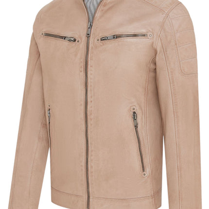 Men's Modern Classic Leather Quilted Biker Jacket - Derry