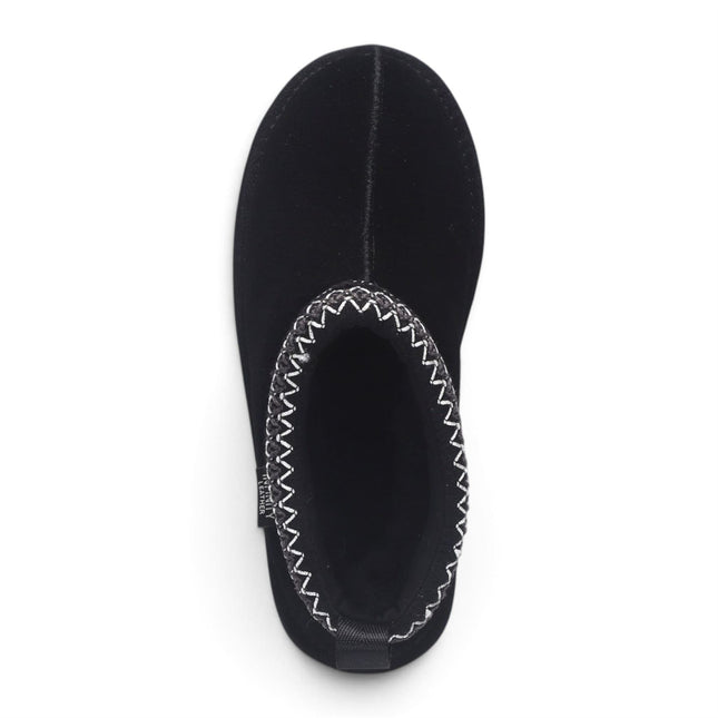 Women’s Black Genuine Sheepskin Real Fur Winter Platform Slippers - Polar