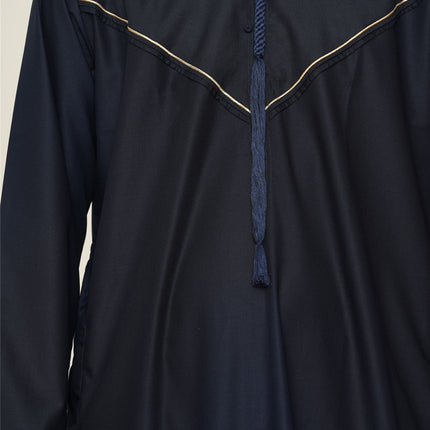 Men's Ramadan Navy Blue Moroccan Jubba Robe Djellaba Eid Thobe - TT-007