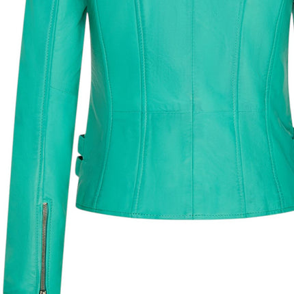 Womens Leather Brando Biker Jacket-Orlando