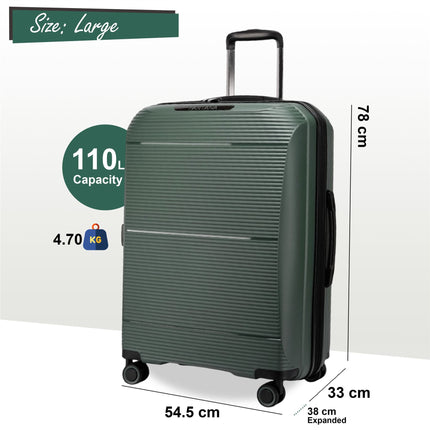 Expandable Hard Shell PP 8 Wheel Luggage Travel Cabin Holiday Bags Suitcase Set