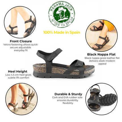 Panama Jack Women's Wedge Black Leather Platform Sandals -  Sulia B2