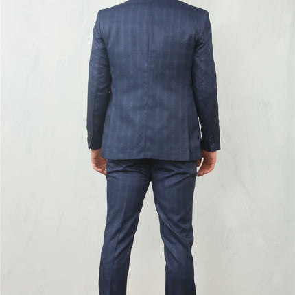 Men's 3 Piece Prince Of Wales Blue Suit Workwear