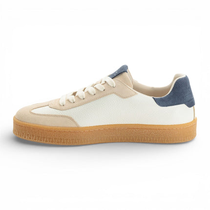 Tamaris Men's Off White Leather Red Stripe Trainer Sneaker Shoes