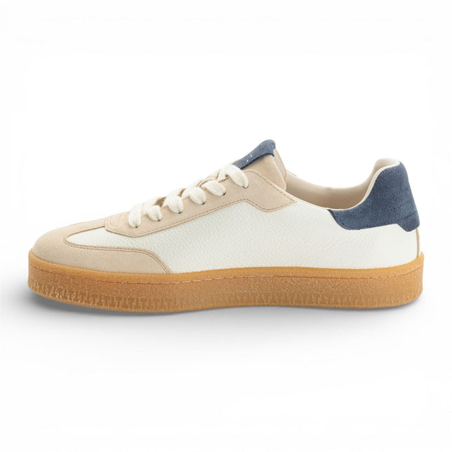 Tamaris Men's Off White Leather Red Stripe Trainer Sneaker Shoes