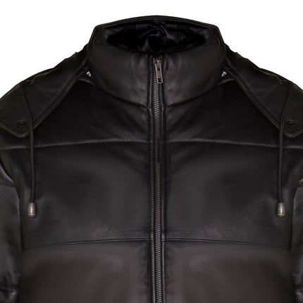 Mens Puffer Leather Bomber Jacket-Augsburg