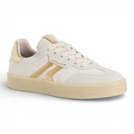 Tamaris Women's White Leather Golden Stripes Trainers Sneaker Shoes