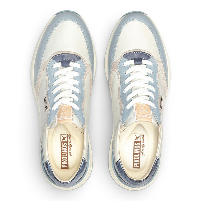 Pikolinos Women's Denim Blue Leather Lace Up Sneaker Trainers Shoes - Arrecife