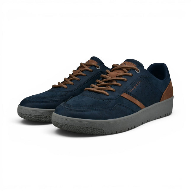 Bugatti Men's Navy Blue Leather Fashion Comfort Trainer Shoes - Llopart