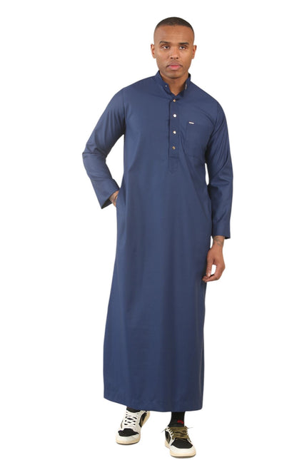 Men's Blue Thobe Arab Saudi Emirati Islamic Clothing Jubba Robe