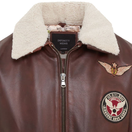 Men's Top Gun Air Force A2 Brown Aviator Bomber Cowhide Leather Jacket