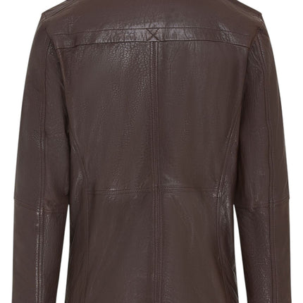 Mens Warm Mid-Length Leather Biker Coat - Sikander