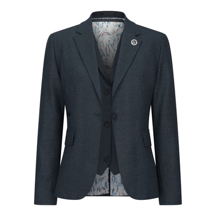 Women's Olive Three-Piece Tailored Fit Suit in Prince of Wales Check