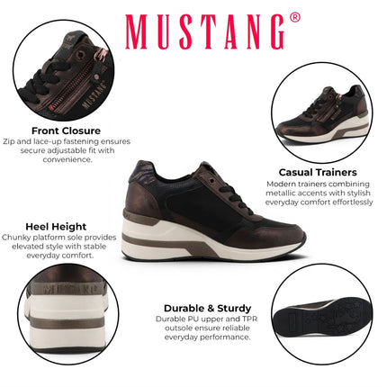 Mustang Women's Black Platform Sneaker Trainer Casual Shoes - M0872003