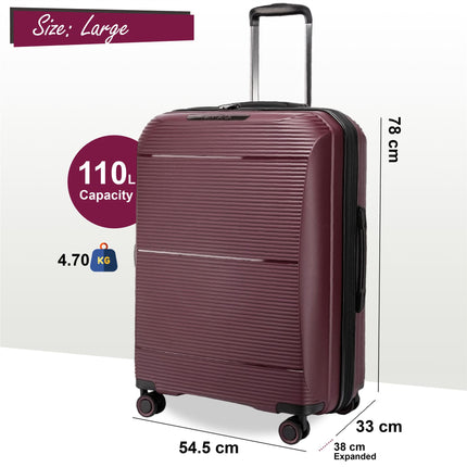 Expandable Hard Shell PP 8 Wheel Luggage Travel Cabin Holiday Bags Suitcase Set