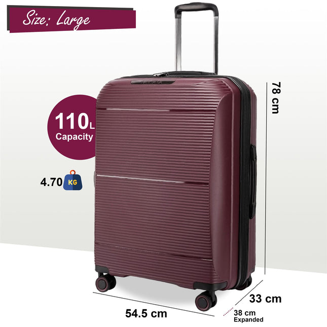 Expandable Hard Shell PP 8 Wheel Luggage Travel Cabin Holiday Bags Suitcase Set