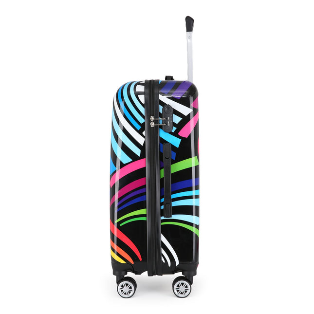 Hardside Shell Suitcase Set Hearts Print Luggage Lightweight Cabin Travel Bag