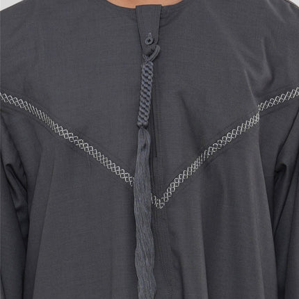 Kids Boys Eid Grey Moroccan Thobe Robe Djellaba Ramadan Eid Jubba- K-HM10