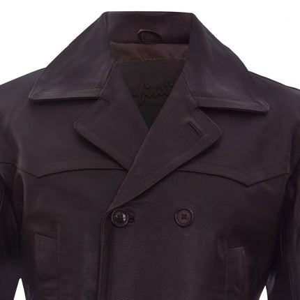 Mens Cowhide Leather Peacoat-Krakaw