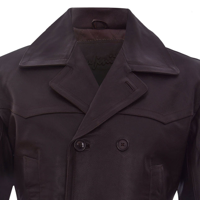Mens Cowhide Leather Peacoat-Krakaw