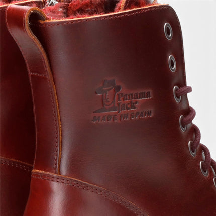 Panama Jack Women's Burgundy Leather Waterproof Warm Lace-Up Boots - Padma B25