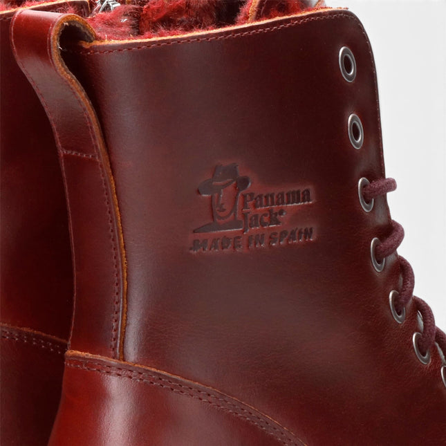 Panama Jack Women's Burgundy Leather Waterproof Warm Lace-Up Boots - Padma B25