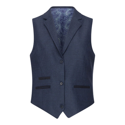 Women's Navy Three-Piece Tailored Fit Suit in Prince of Wales Check