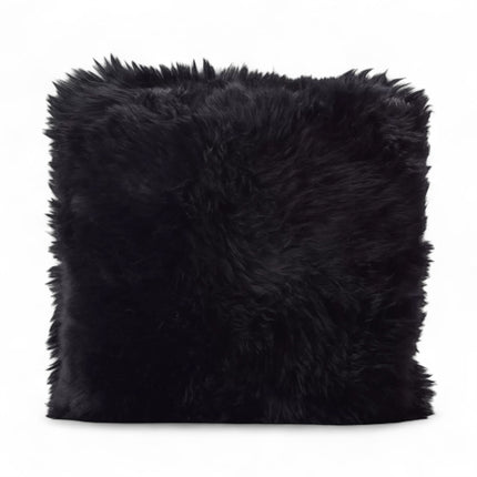 Genuine Sheepskin Black  40x40cm Real Wool Single Sided Cushion