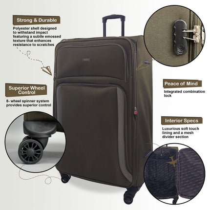 Soft Shell Suitcase Luggage Set Travel Light Carry On Cabin Bag