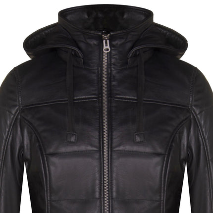 Women's Leather Quilted Parka Coat-Allentown
