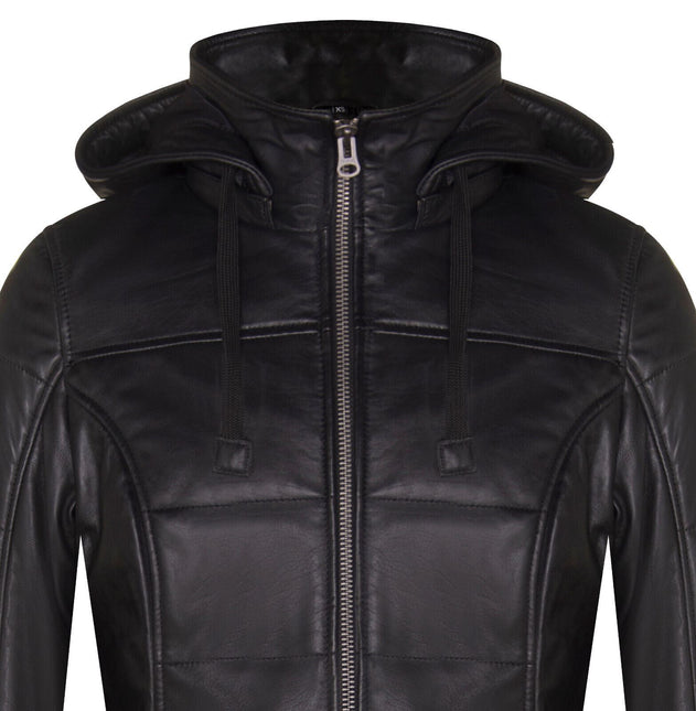 Women's Leather Quilted Parka Coat-Allentown