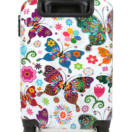 Hard Shell 4 Wheel Suitcase Print Luggage Cabin Travel Bag