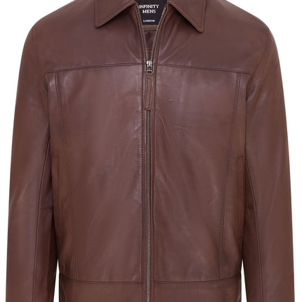 Mens Retro 100% Nappa Leather Harington Biker Jacket