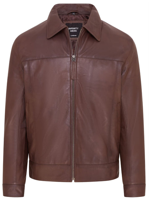Mens Retro 100% Nappa Leather Harington Biker Jacket
