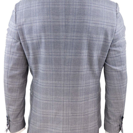 Mens 3 Piece Grey Birdseye Check Classic Suit