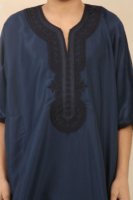 Kid's Boys Blue Moroccan Thobe Djellaba Jubba Robe Eid