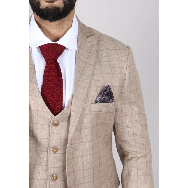 Mens IM2 Classic Plain Beige 3 Piece Suit