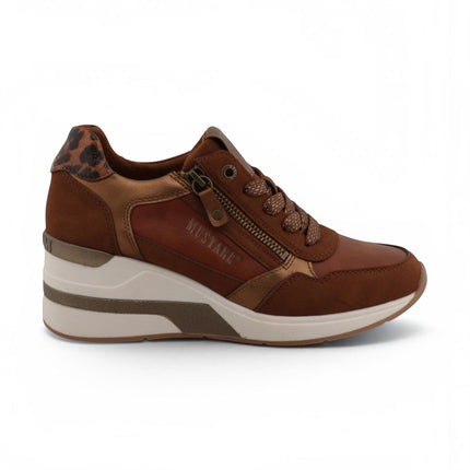 Mustang Women's Tan Cream Platform Sneaker Trainer Casual Shoes - M0872002
